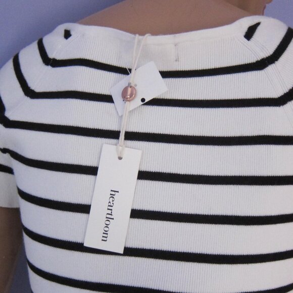 HEARTLOOM SHEA IVORY NAVY STRIPED SCOOP NECK SWEATER TOP NWT $79 - Picture 7 of 10
